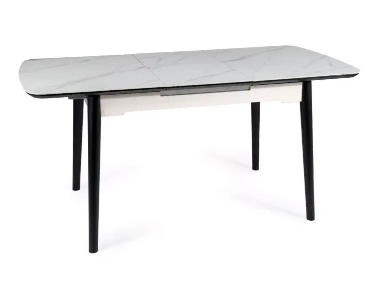 Keramický rozkládací stůl APOLLO bílý mramor/černá 120(180)x80 cm
