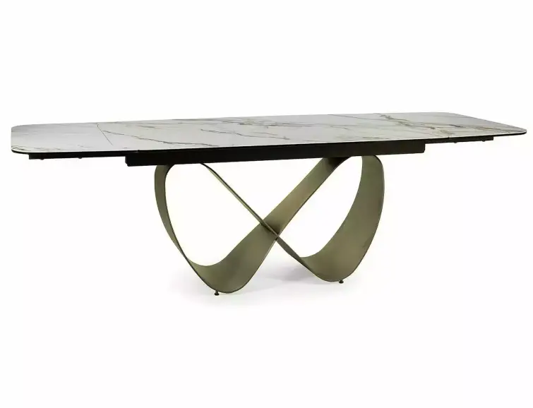 Keramický stůl INFINITY (160-240x95) Amber Bianco bílý mat/Hnědá