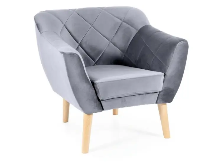 Čalouněné křeslo KARO 1 velvet šedé/buk