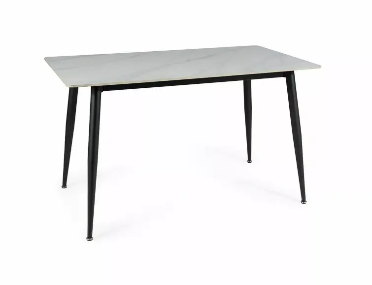 Keramický jídelní stůl RION 160x90 cm bílý lesk/černý mat