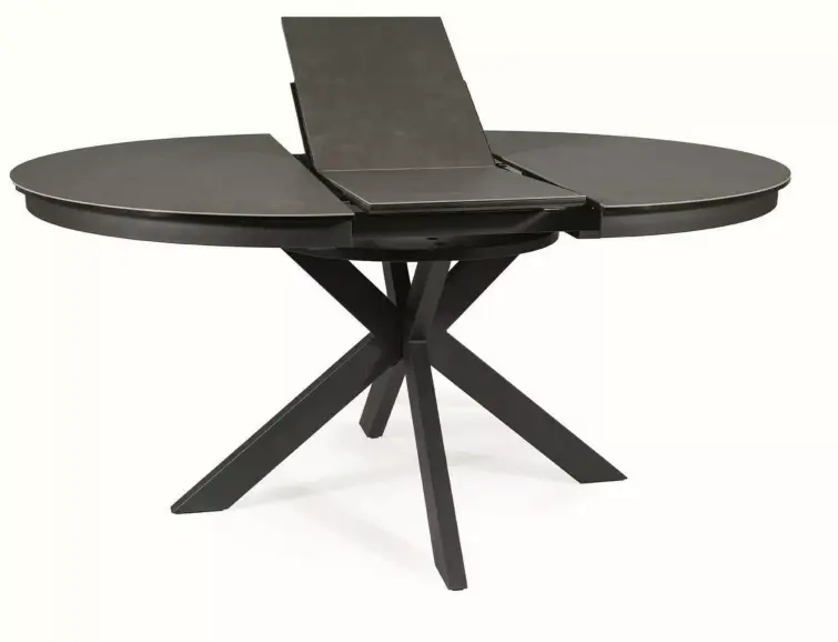 Keramický rozkládací stůl PORTO šedý Corso Grey, černý mat Ø 120(160) 