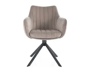 AZALIA SAMETOVÁ ŽIDLE, ČERNÝ RÁM/TMAVĚ BÉŽOVÁ BLUVEL 40