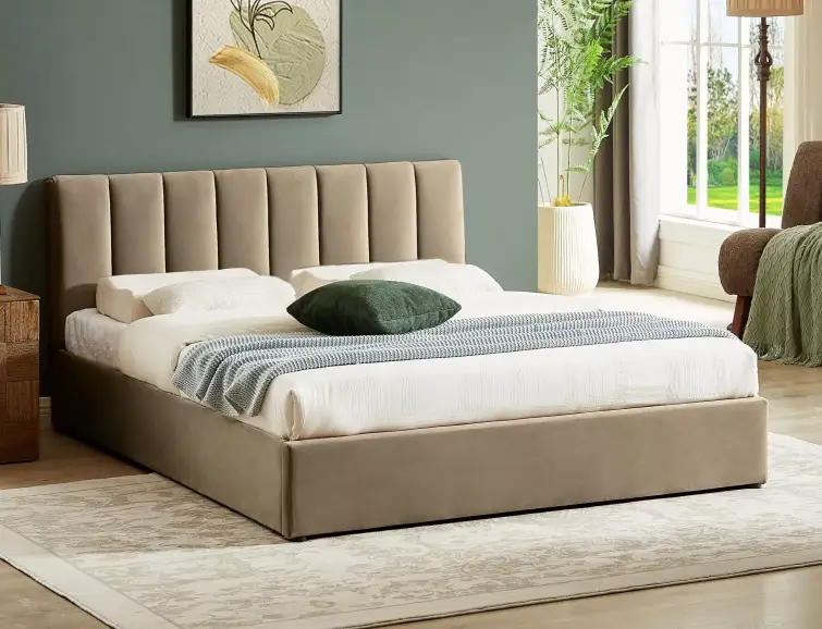 Čalouněná postel MONTREAL 140x200 béžová se zvedacím roštem