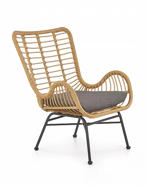 Zahradní ratanové křeslo IKARO šedé/přírodní/černé