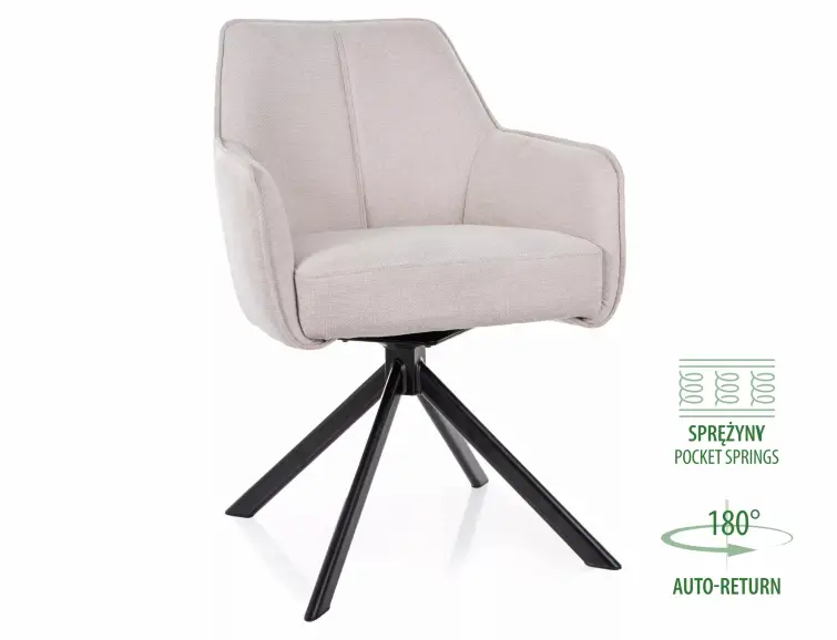 Křeslo NOTTI brego světle béžová otočné 180°
