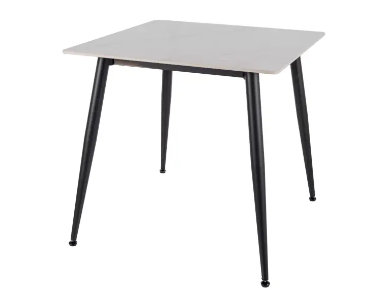 Keramický jídelní stůl RION 80x80 cm bílý lesk/černý mat