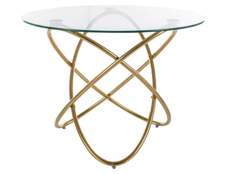 Skleněný jídelní stůl ORBIT Ø100 zlatý