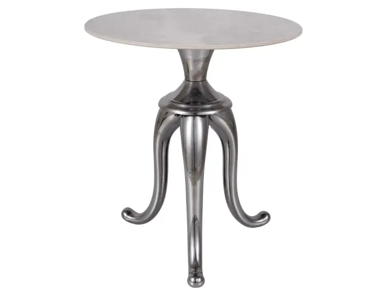 Konferenční stolek SNAKE Ø48 mramor/stříbrná