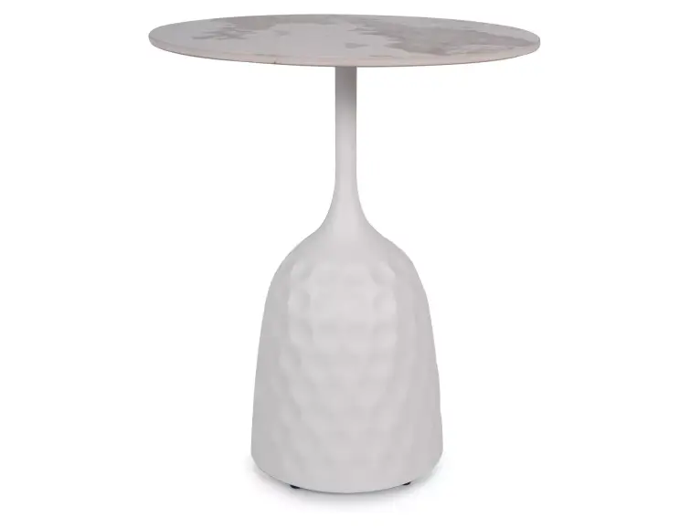 Konferenční stolek SALO A Ø50 mramor/bílý lesk