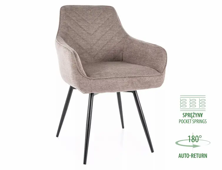 Jídelní židle/křeslo SERVIO BREGO tmavě béžové otočné 180° 