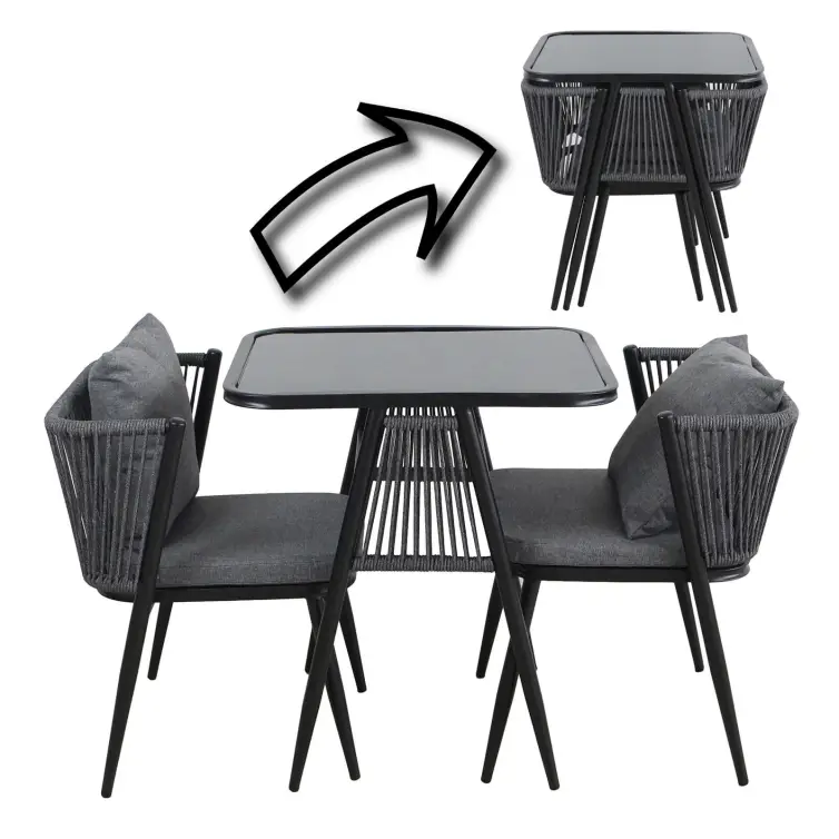 Zahradní set Korfu šedý 2+1 