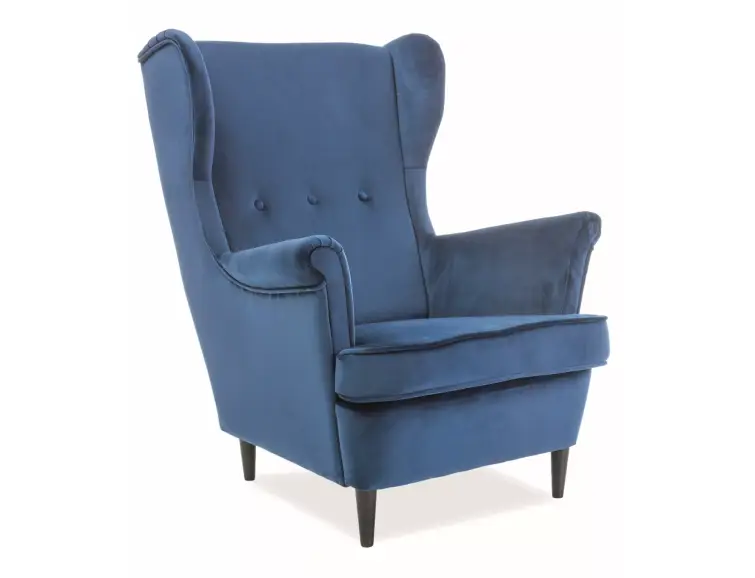 Křeslo/Ušák LORD velvet modré