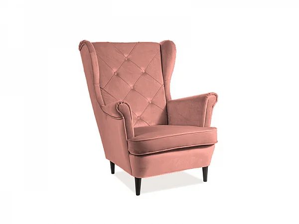 Křeslo/Ušák LADY velvet antická růžová