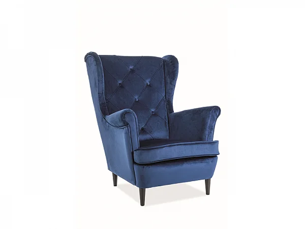 Křeslo/Ušák LADY velvet modré