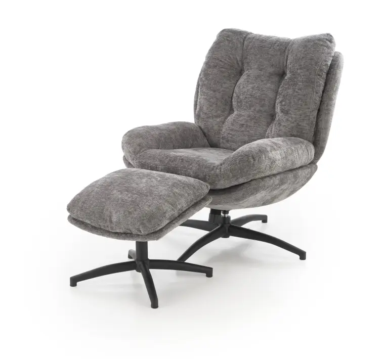 Čalouněné křeslo PESTO s podnožkou šedé