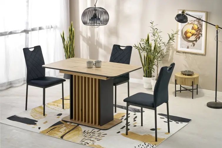 Rozkládací jídelní stůl WILSON 120(158)x77 dub artisan/černá