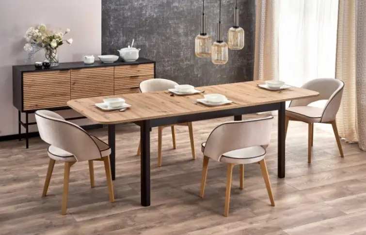 Rozkládací jídelní stůl FLORIAN 160(228)x90 dub artisan/černý