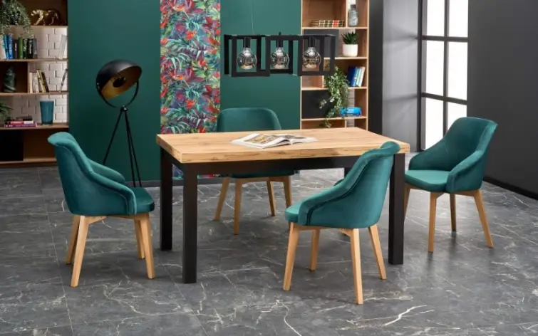 Rozkládací jídelní stůl TIAGO 90(125)x90 dub craft/černý