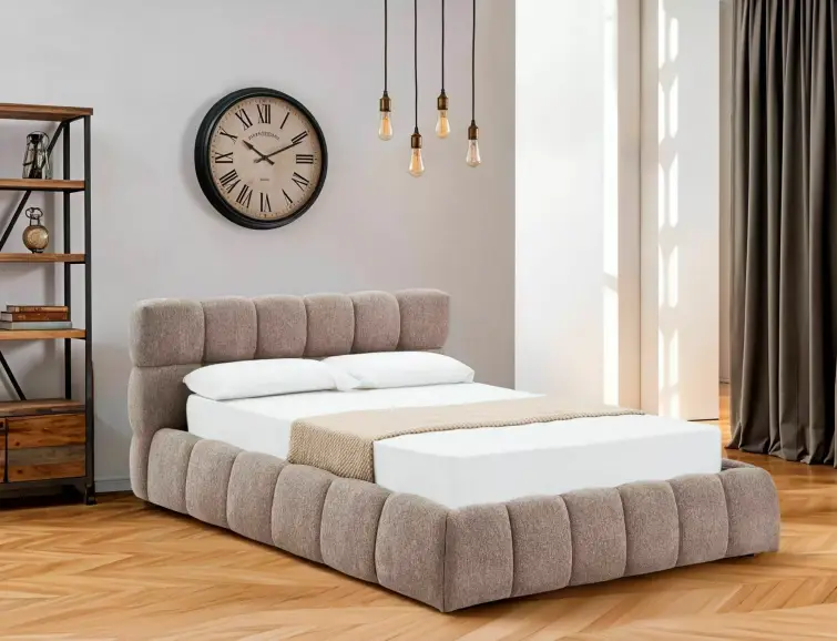 Čalouněná postel PARMA RAVEN 140x200 tmavě béžová, zvedací rošt