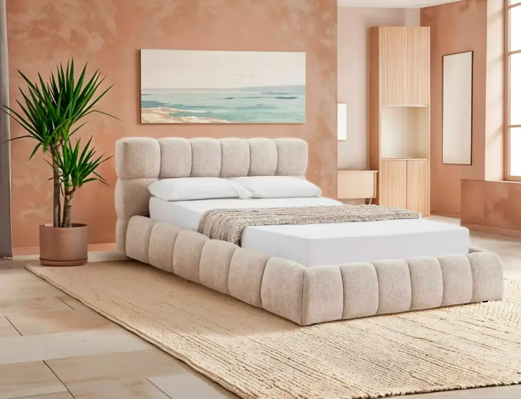 Čalouněná postel PARMA RAVEN 160x200 béžová, zvedací rošt