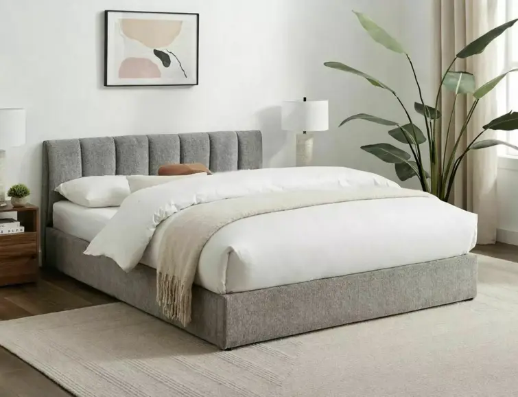 Čalouněná postel MONTREAL 120x200 světle šedá se zvedacím roštem