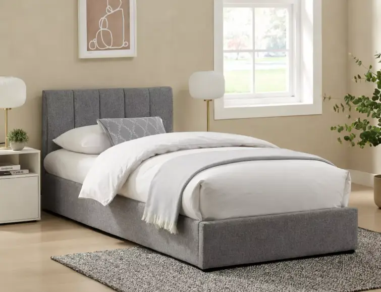 Čalouněná postel MONTREAL RAVEN 90x200 světle šedá se zvedacím roštem