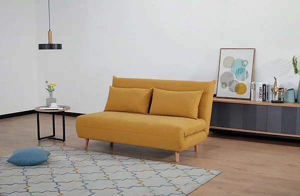 Rozkládací dvoumístná pohovka SPIKE II hořčicová