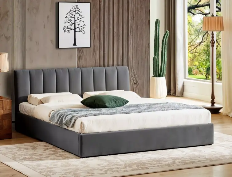 Čalouněná postel MONTREAL velvet šedá 160X200, zvedací rošt